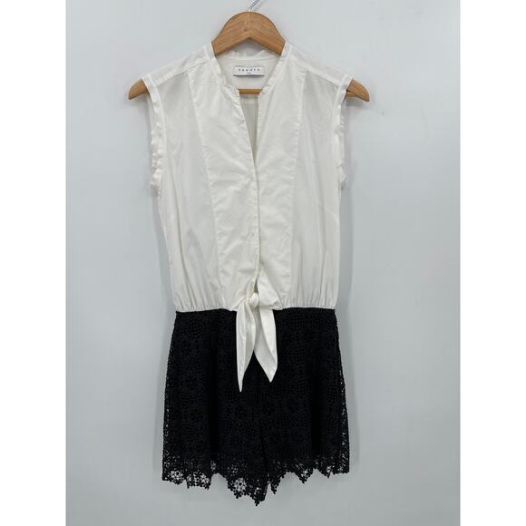Sandro Paris Black Lace Bottom Shorts Romper Size 2/ US 6 Medium - Picture 1 of 10